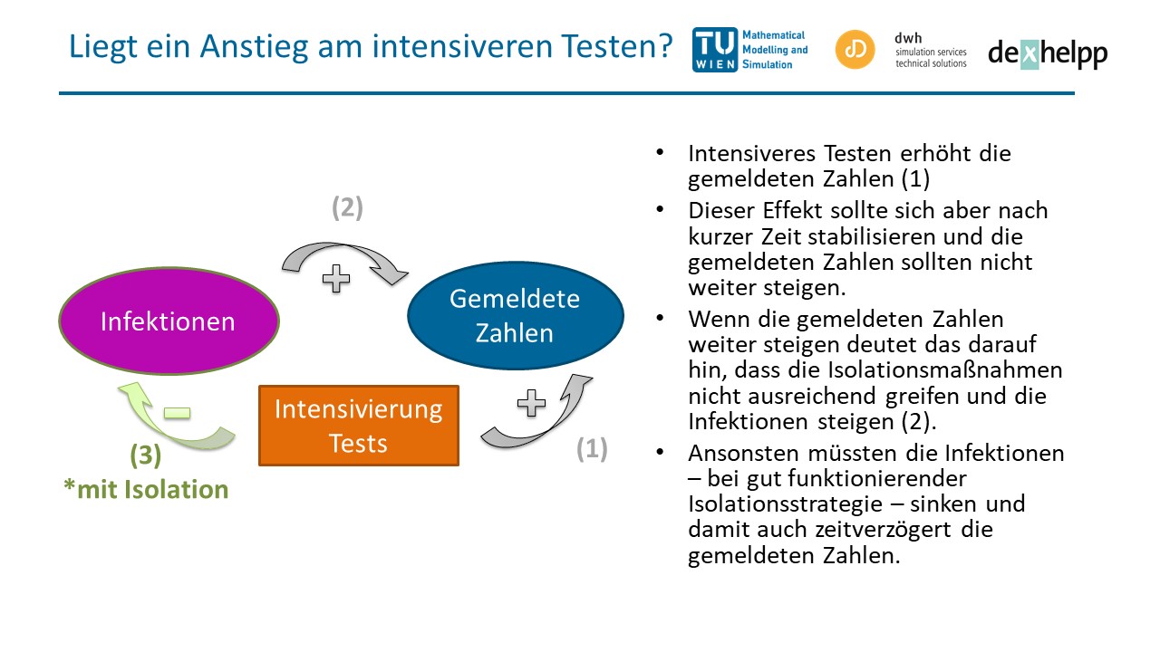 Zusammenhang zwischen verstärktem Testen und höheren Fallzahlen